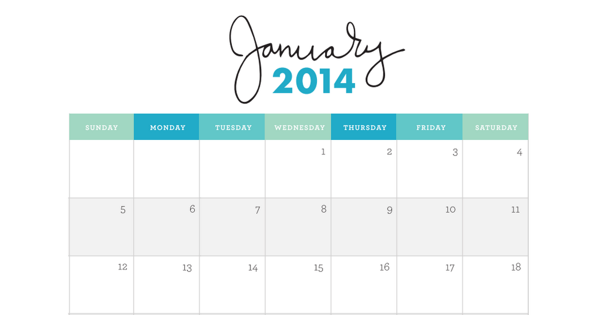 free printable 2014 monthly calendarpdf google drive