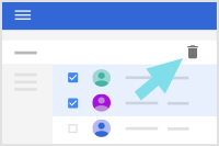 Select the user or users to delete; then click the delete icon.