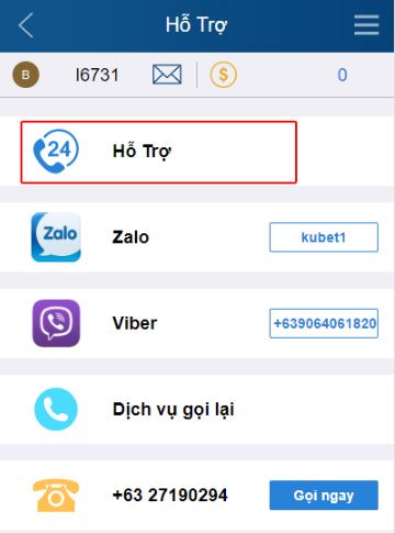 Nhấn vào hỗ trợ Zalo hoặc 24h