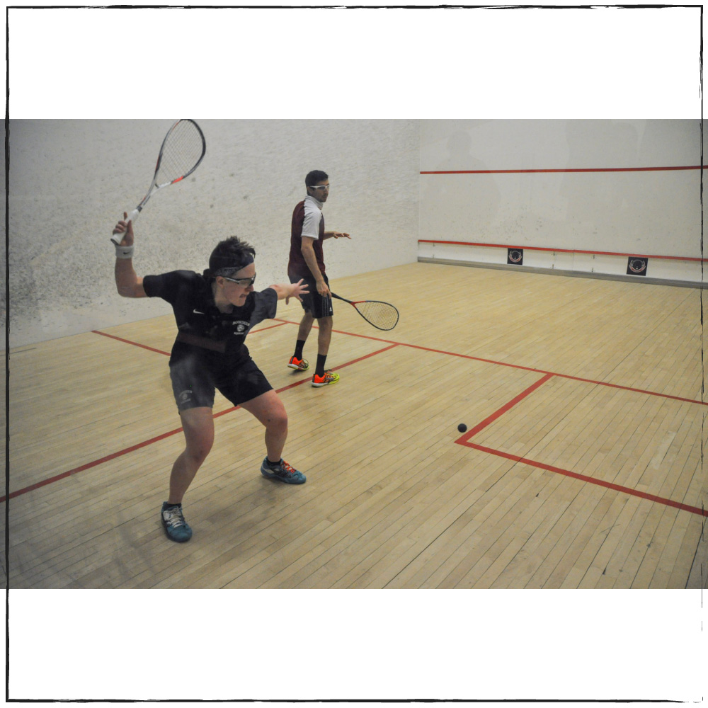 Lex Horwitz competing on the Bowdoin Squash Team