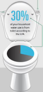 Infographic regarding the amount of water is used in a toilet