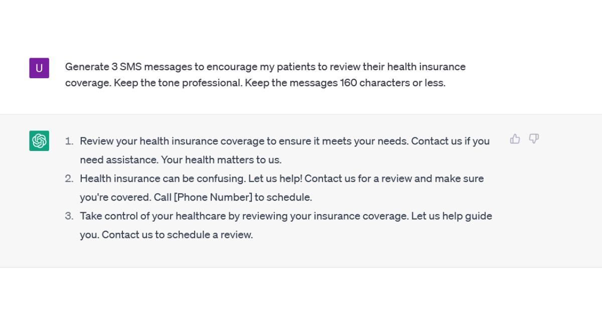 chatgpt prompt and response to send reminders to review health policy
