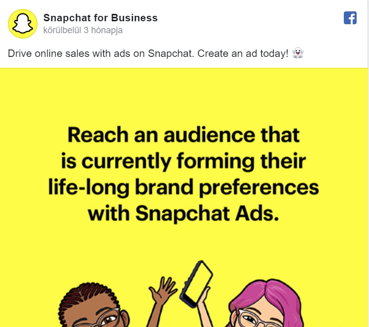 Snapchat példa Facebook hirdetésre