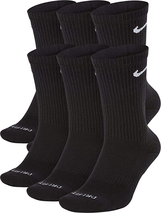 Nike Men's Everyday Plus Cushion Crew Socks (Medium, Black/White)