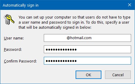 Automatic sign-in on Windows 10