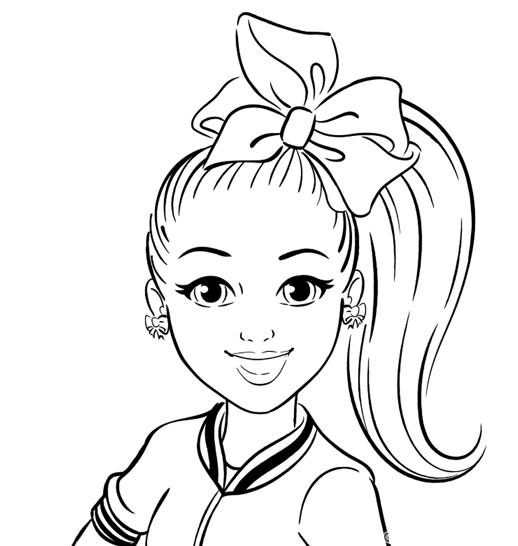 Cutie little girl Jojo Siwa wears hairbow on her hair Coloring Pages