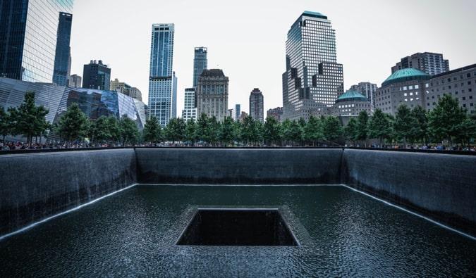 The somber 9/11 Memorial at ground zero in New York City