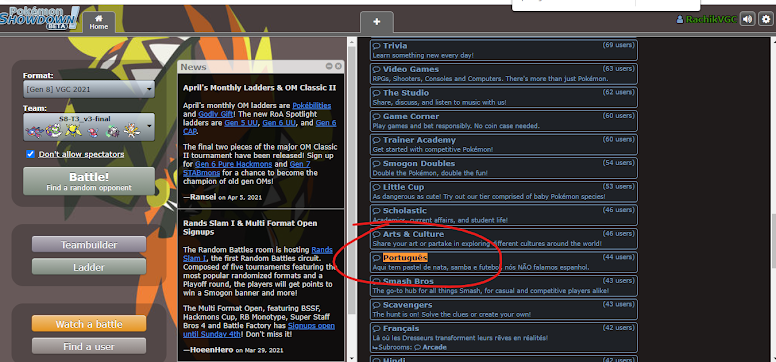 Pokémon Showdown Chat em Português Pokémon Showdown Chat em Português