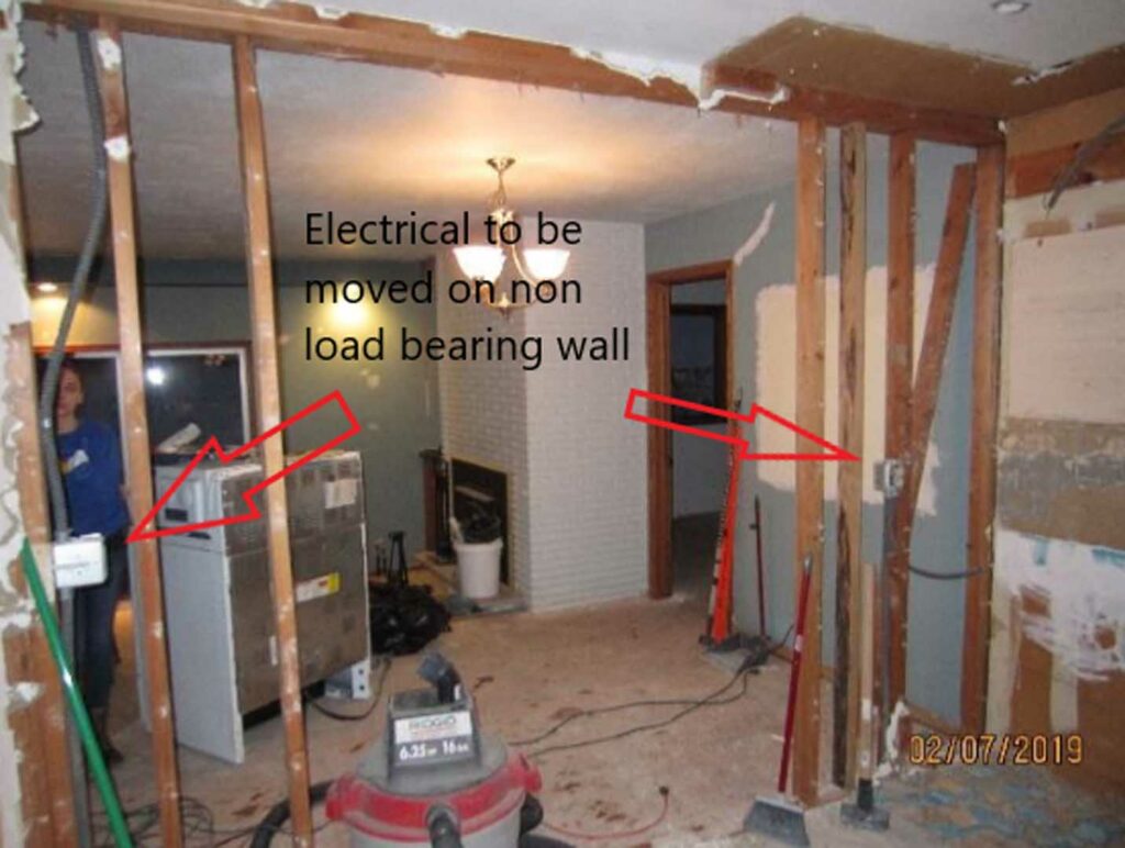 Electrical to be moved to non load bearing wall