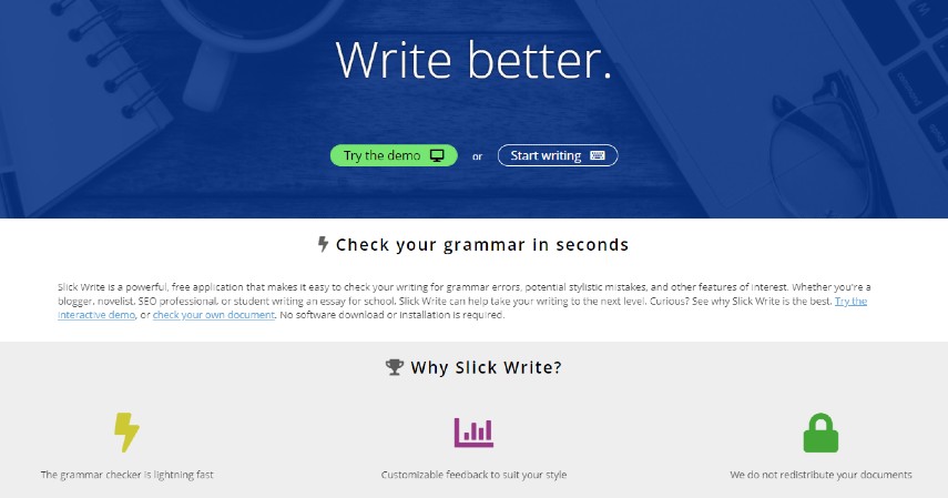 Slick Write - 12 Aplikasi Untuk Cek Tata Bahasa atau Grammar Inggris Gratis