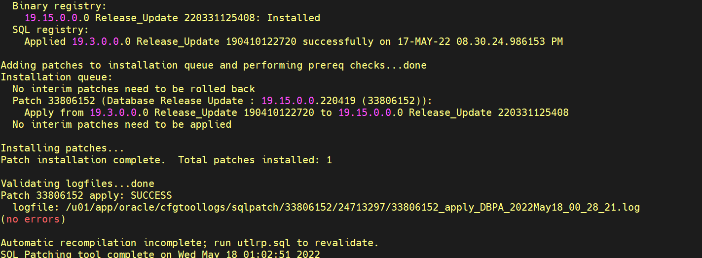 How to Apply Patch On Oracle 19c Database Release Update 19.15.0.0