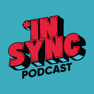 Graphic with blue background with IN Sync in red letters