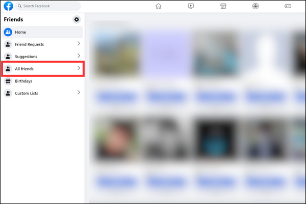 Facebook friends page on a computer