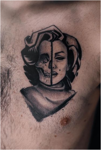 Half Skull of Marilyn Monroe Tattoo