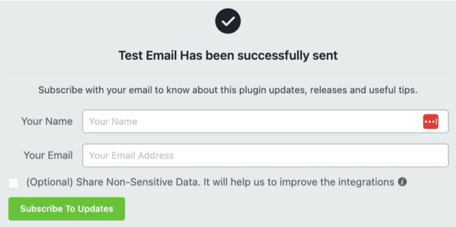 Test email Fluent SMTP successful 