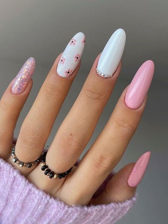 Full picture showing a gorgeous pink and  white nail