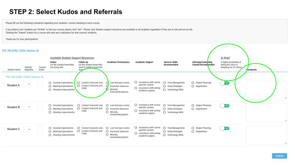 Screenshot of theInstructor Support App Kudos and Referrals screen