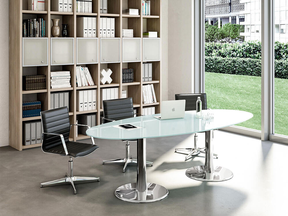 Oval glass meeting table