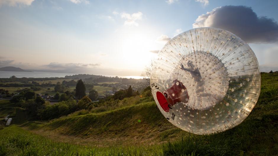 Zorb ball at top of hill in Rotorua