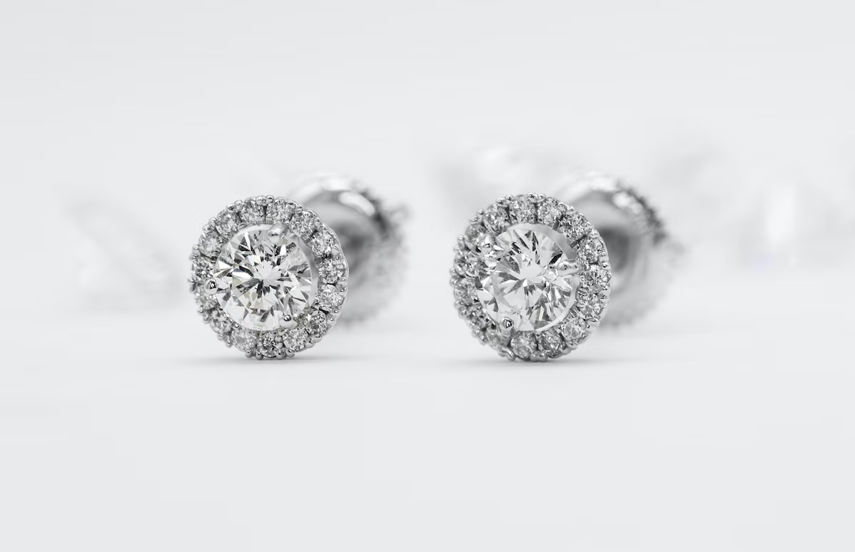 Two round diamond earrings