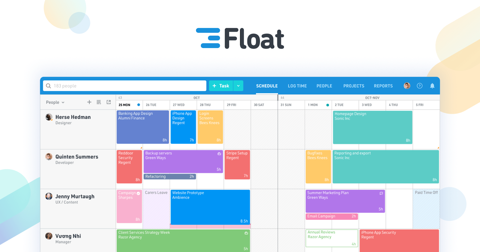 Float is a popular project management software with task management feature 