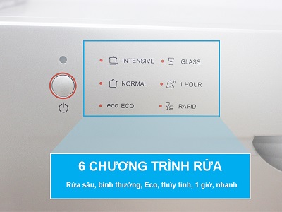 Máy rửa bát có 6 chương trình phù hợp từng loại bát, đĩa