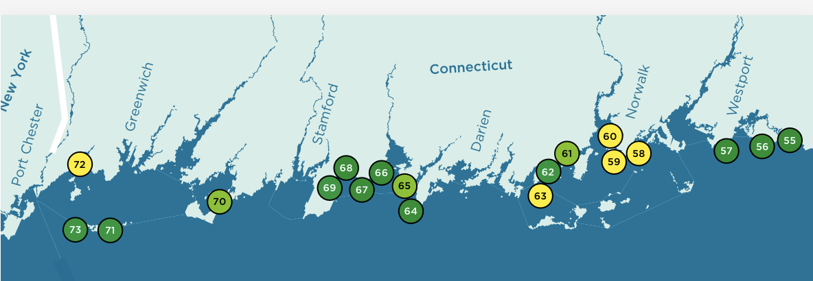 A graphic showing the water quality monitoring locations