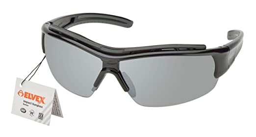 Elvex - WELRSG300 RSG300 Impact Sunglasses, Black Frame/Silver Mirror Lens