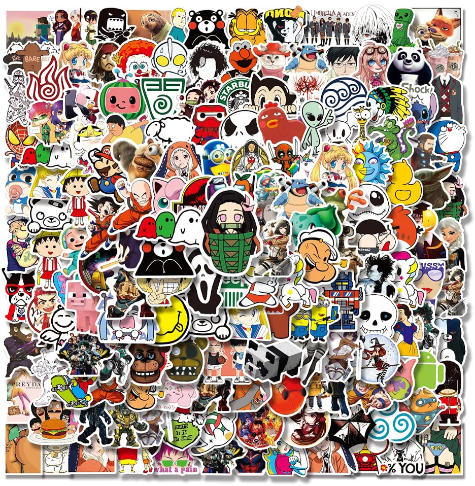 a collage of stickers, including demon slayer, aliens, minecraft and more