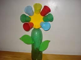 Flor com copo, pratinho e garrafa pet para a primavera - Mundinho ...