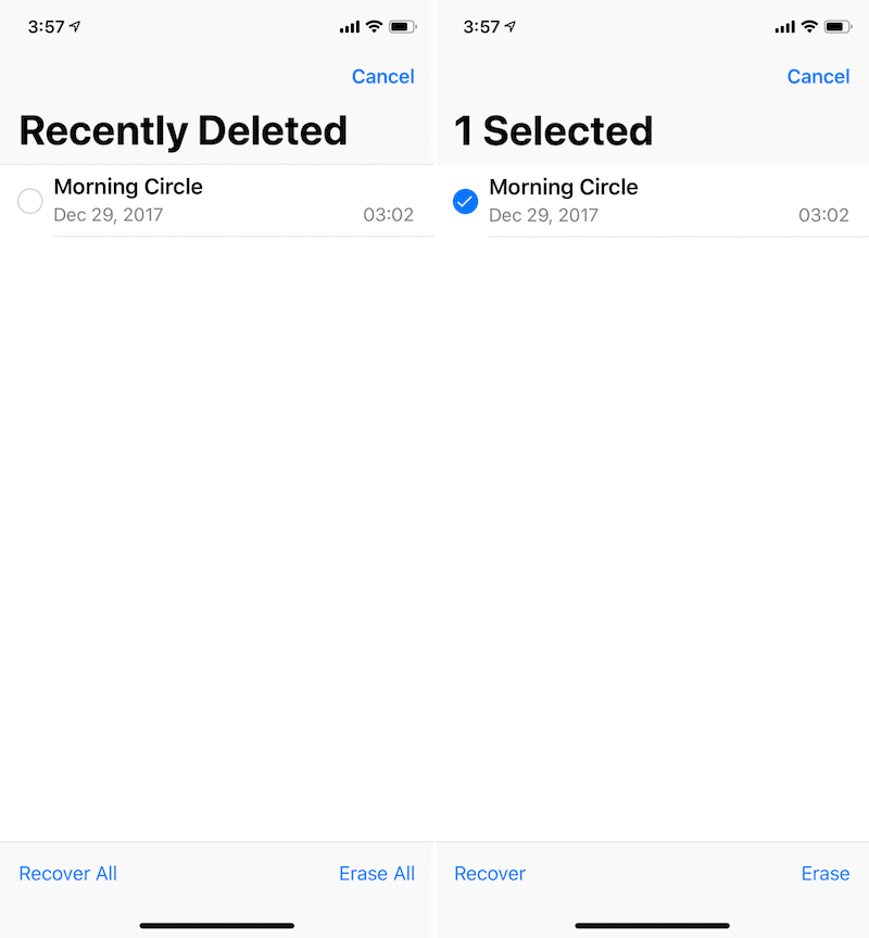 iOS 12 Voice Memos Clear Recently Deleted 2