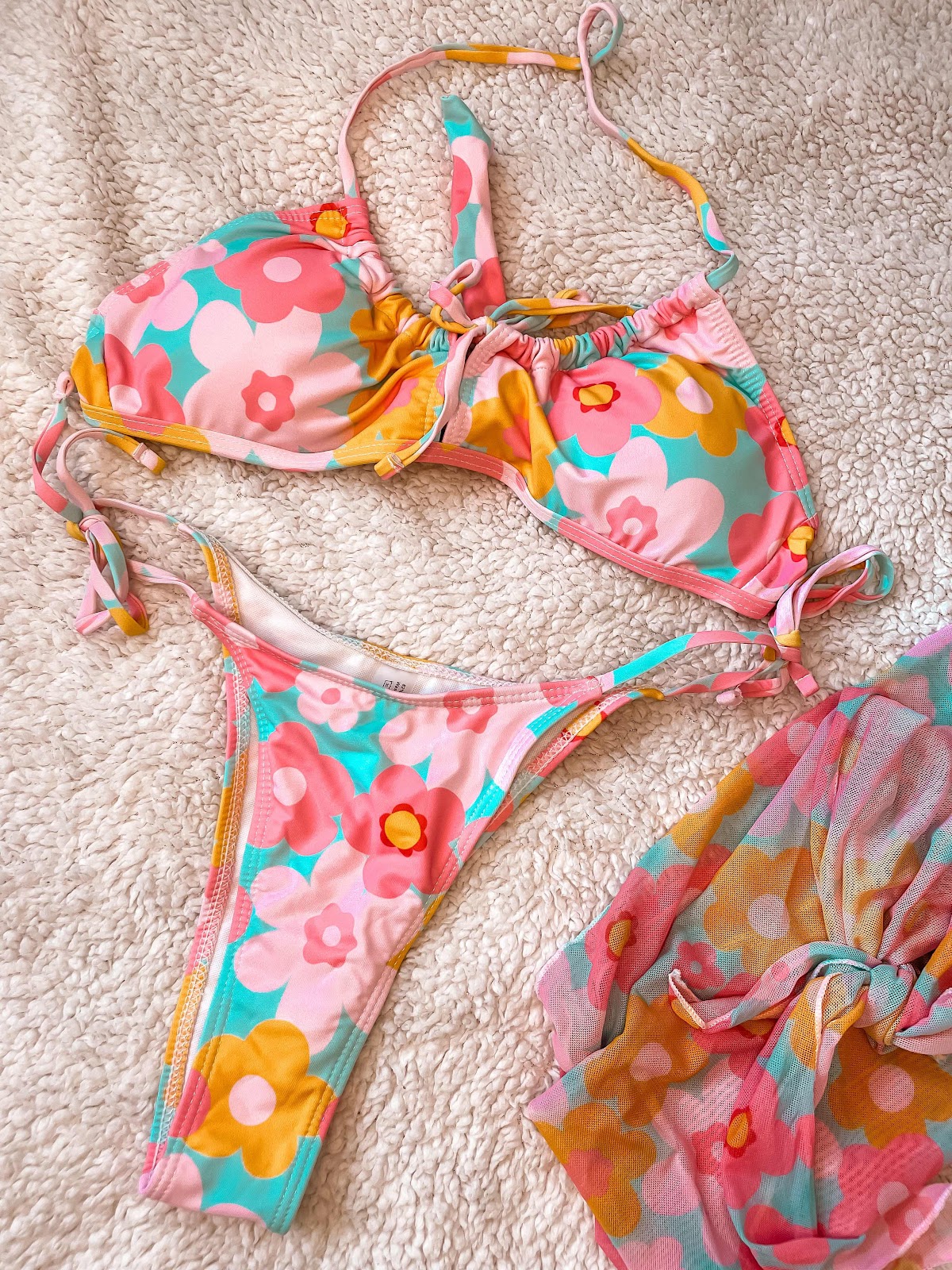 SHEIN 3 piece floral bikini set 