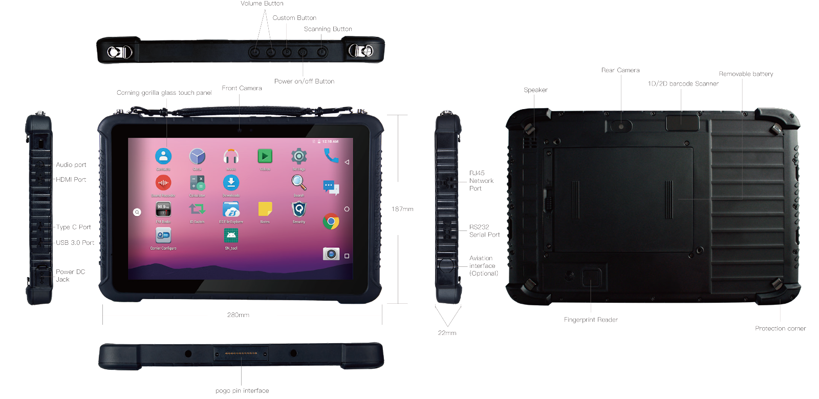 10 inch GMS rugged tablets, high brightness rugged tablets, Android Military tablets with NFC-Rugged tablet