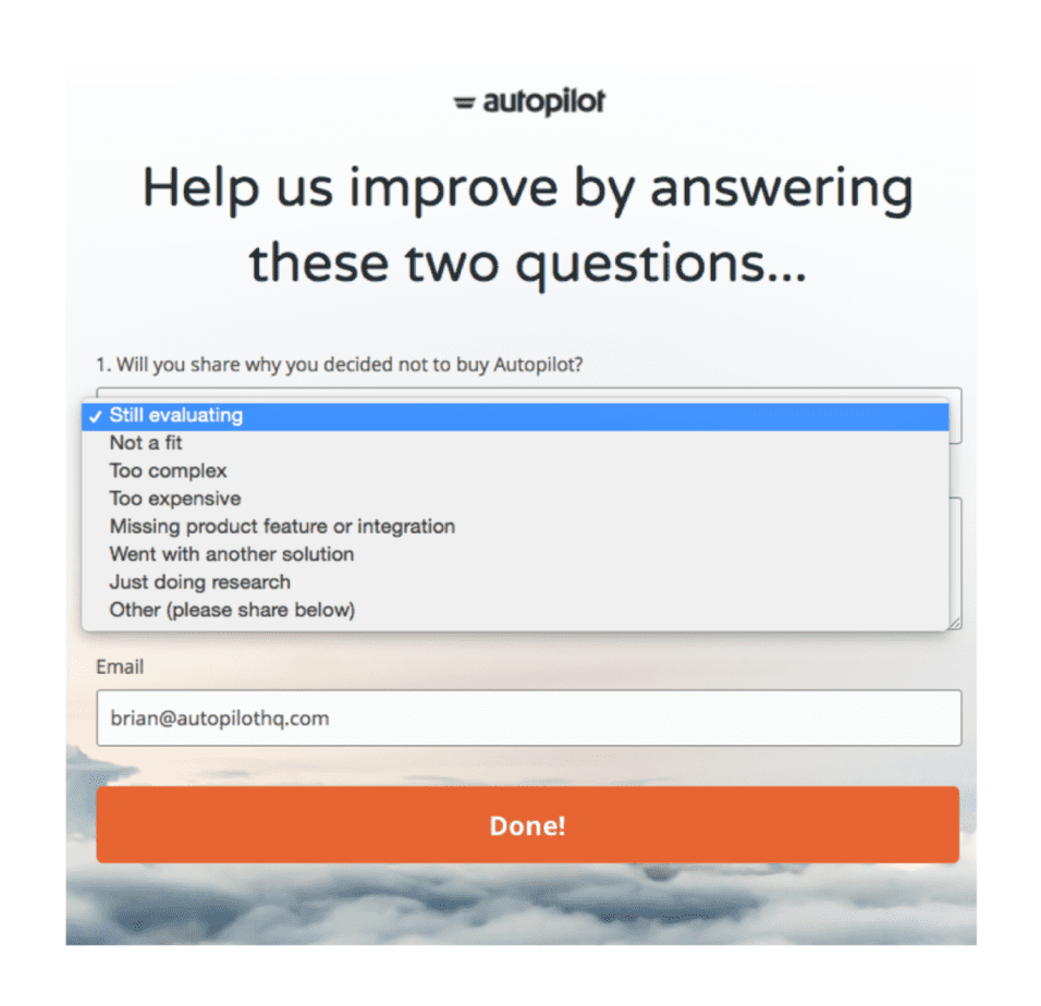 Autopilot's post trial survey