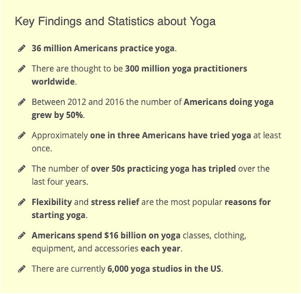 Statistiques sur le yoga