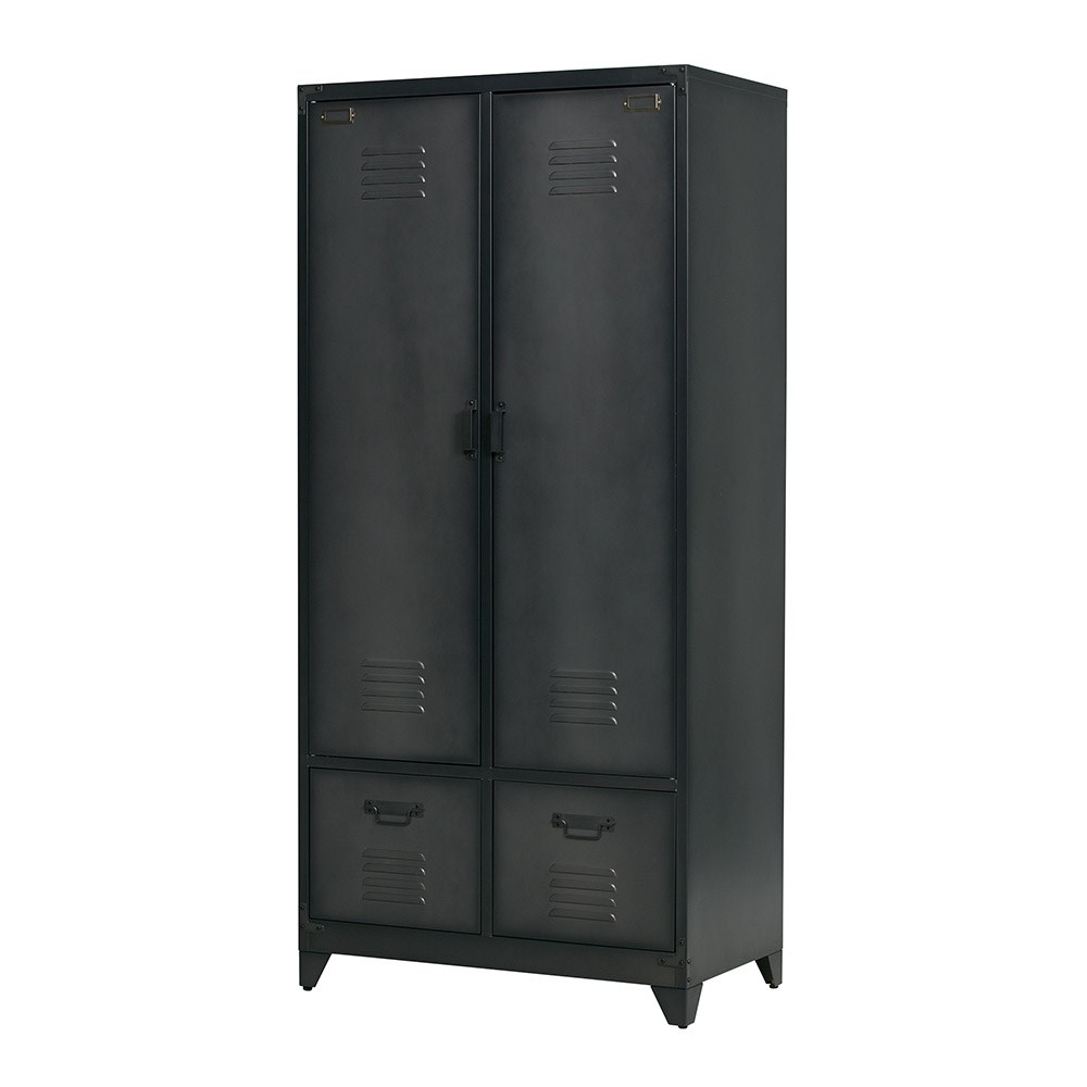 Black metal locker style wardrobe