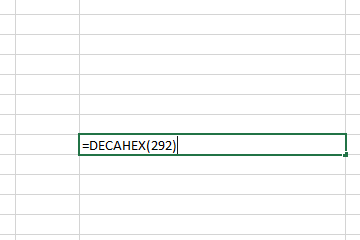 Fórmulas Excel =DECAHEX