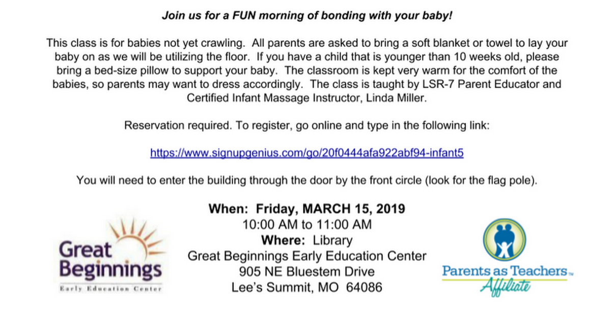 Infant Massage Class Flyer