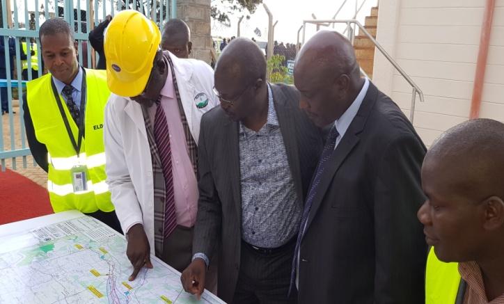 Inspection of the new Naiberi Water Treatment Plant in July 2018 by the Cabinet Secretary for Water and Sanitation Mr. Simon Chelugui