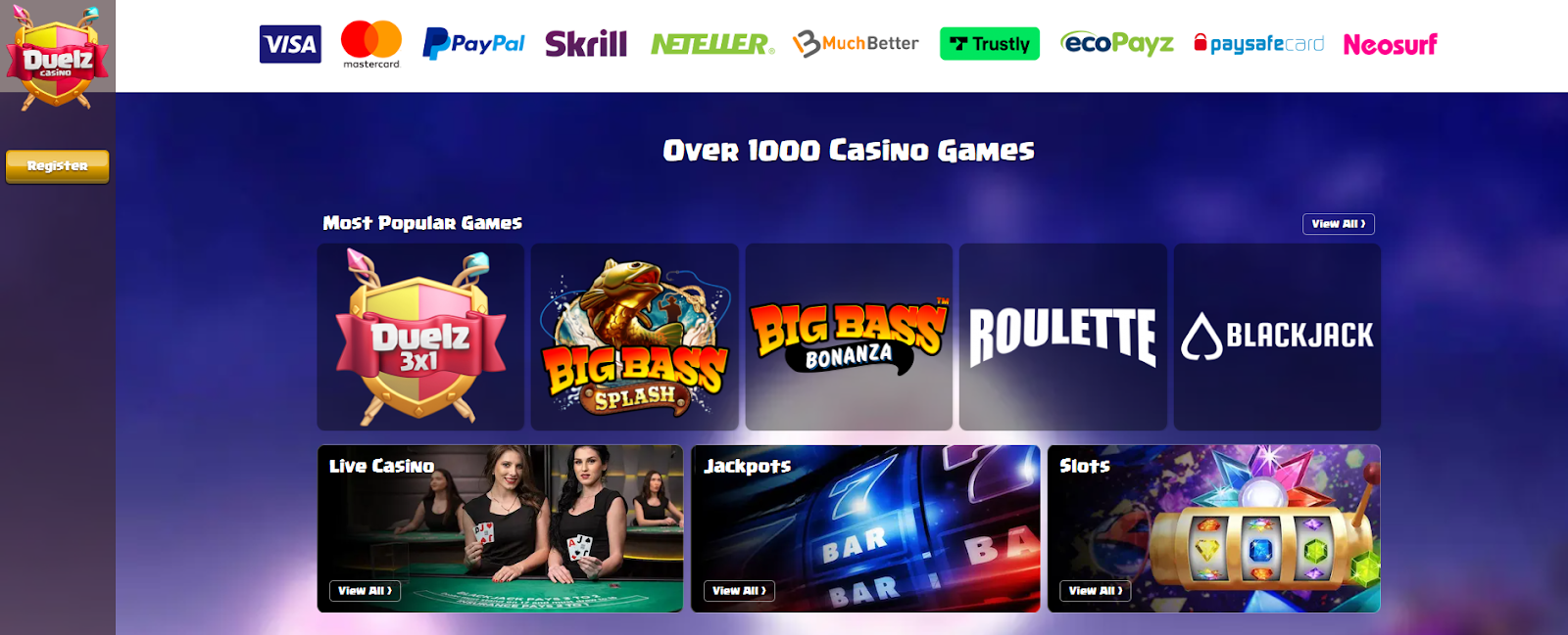 Duelz Casino is one of the best safe online casinos for UK players