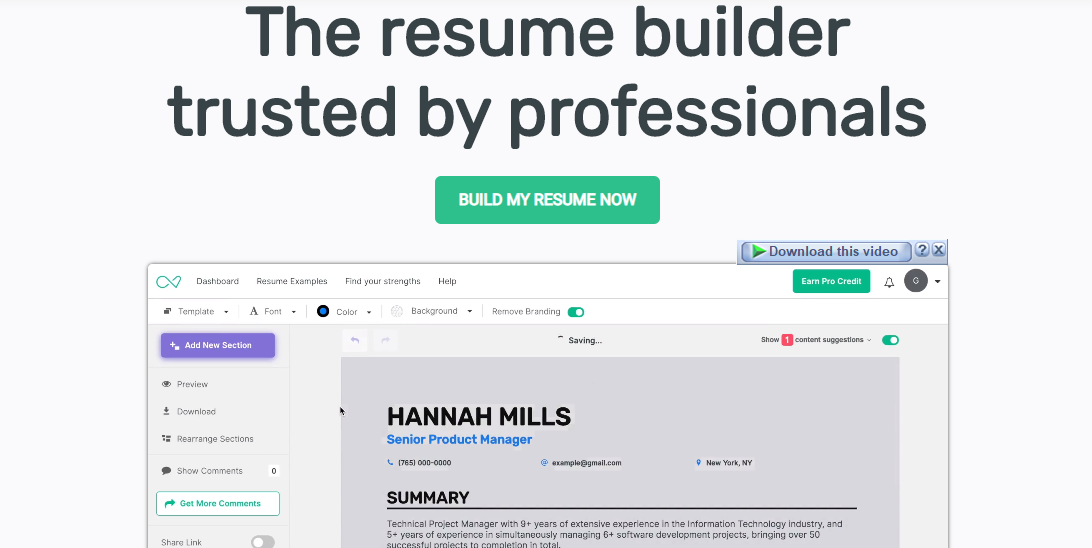 EnhanCV online Resume Builder