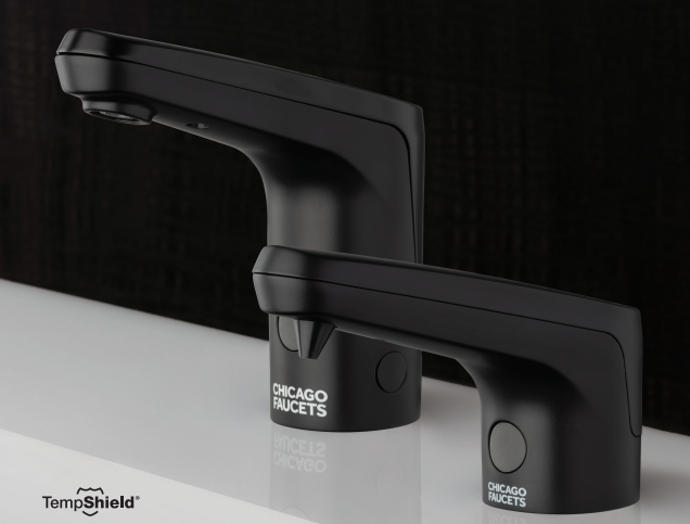 Image of Chicago Faucet’s E-Tronic 80 in matte black finish