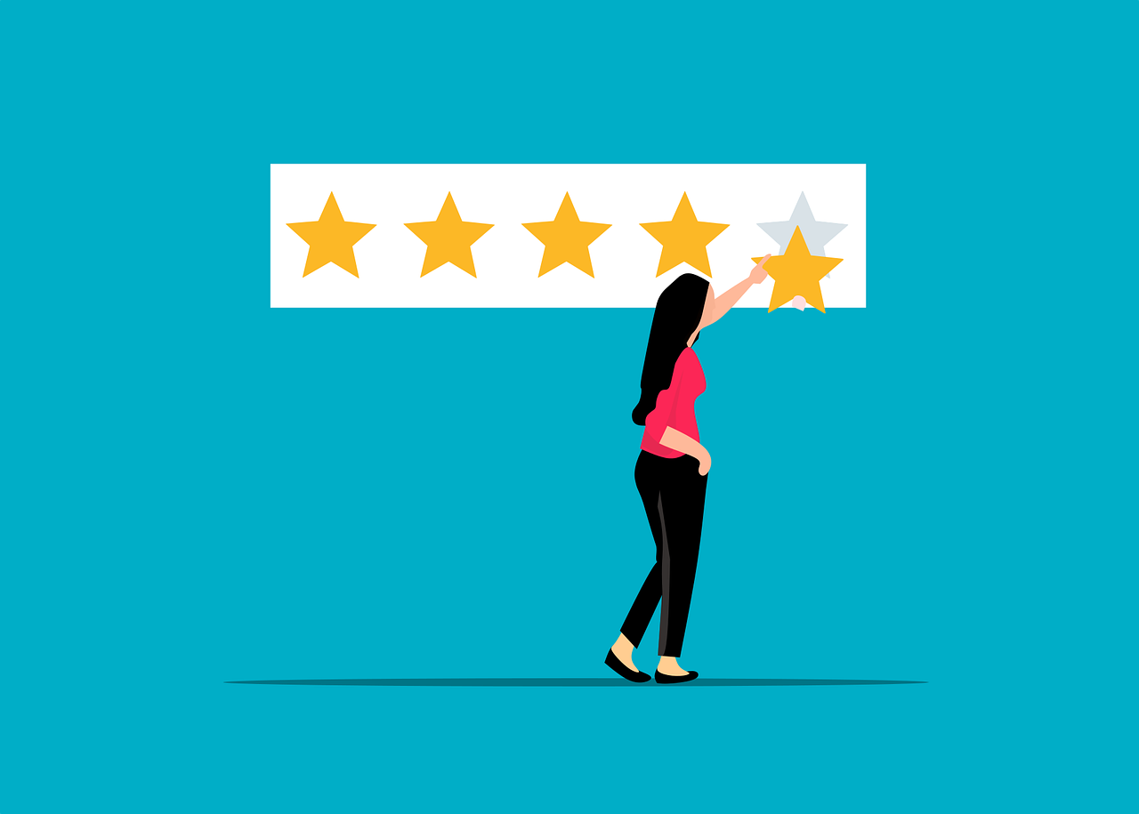 An illustration of a person leaving a 5-star review on someone's Google Business Profile