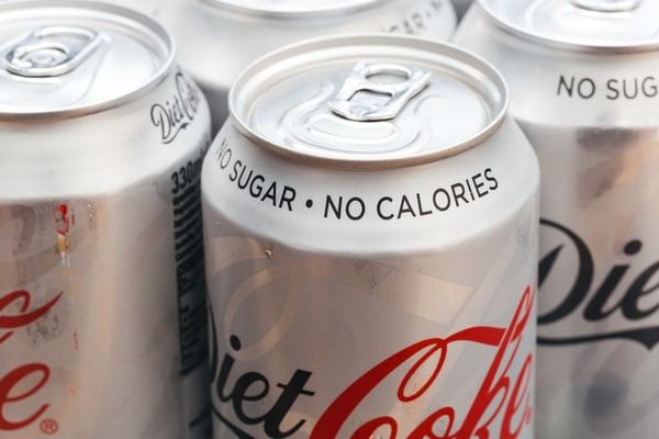 Four pieces of canned Diet Coke