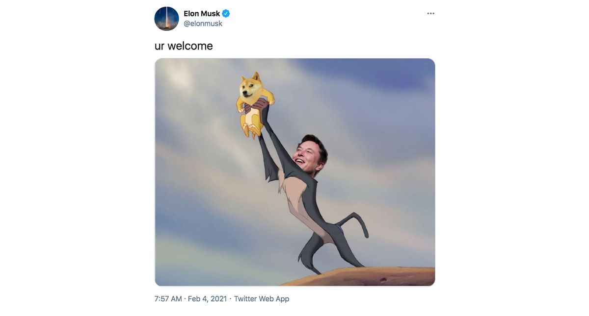 Elon Musk tweet on dogecoin