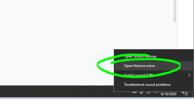 open volume mixer example