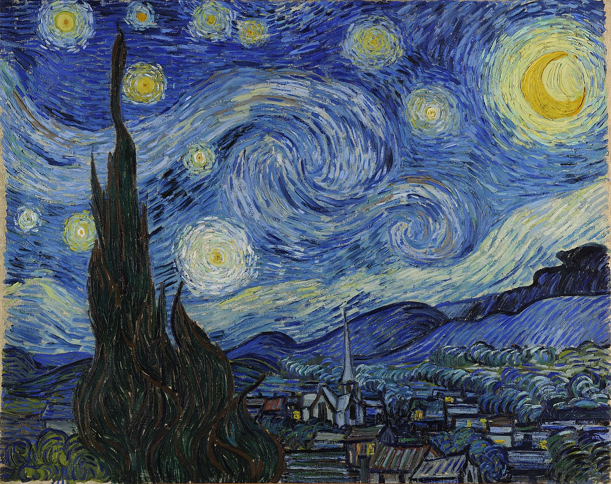 Vincent van Gogh, La noche estrellada, 1889, Museo de Arte Moderno, Ciudad de Nueva York https://www.moma.org/collection/works/79802