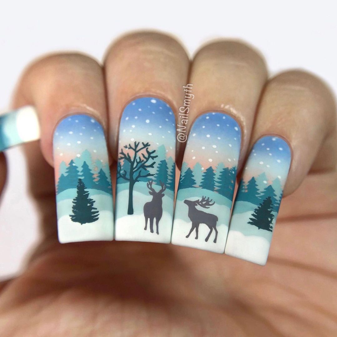 Reindeer Winter Nail Design