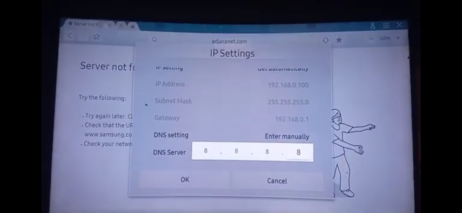 changing DNS settings on Samsung 7 series TV