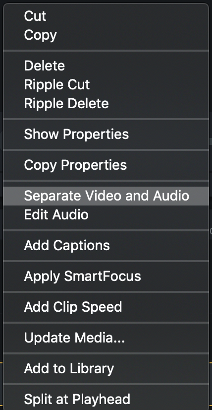 Illustration of Separate Video and Audio Command In Timeline
